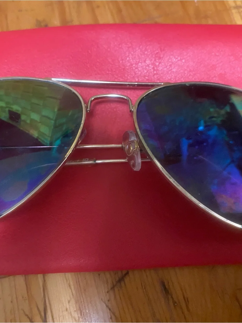 Panama jack Silver Aviator Sunglasses with Mirrored Blue-Green Lenses